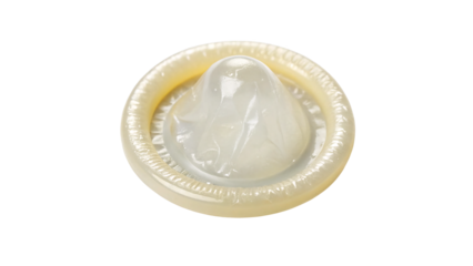 Single latex condom isolated on transparent background