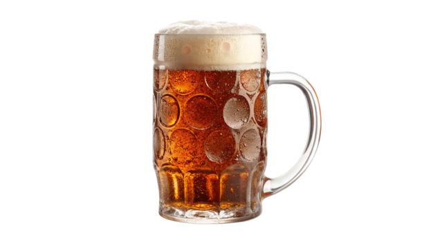 Refreshing Mug of Amber Beer Oktoberfest isolated on transparent background