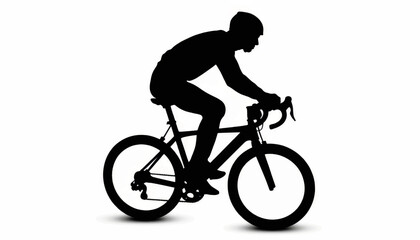 Naklejka premium Cyclist silhouette racing on a bike, athletic determination