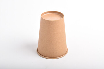 Cardboard coffee cup isolated on white background with clipping path