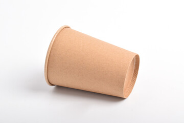 Cardboard coffee cup isolated on white background with clipping path