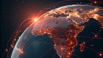 Global network connection over planet Earth. Globalization concept. 3D Rendering,Global network connection covering the earth. 3D illustration. 