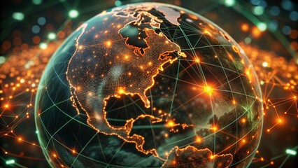 Global network connection over planet Earth. Globalization concept. 3D Rendering,Global network connection covering the earth. 3D illustration. 