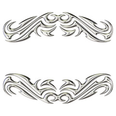 Fototapeta premium Chrome Tribal Symmetrical Abstract – 3D Render on Transparent Background
