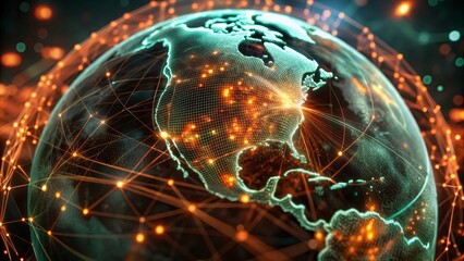 Global network connection over planet Earth. Globalization concept. 3D Rendering,Global network connection covering the earth. 3D illustration. 