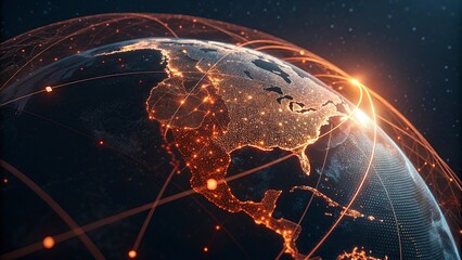 Global network connection over planet Earth. Globalization concept. 3D Rendering,Global network connection covering the earth. 3D illustration. 