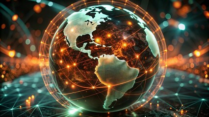 Global network connection over planet Earth. Globalization concept. 3D Rendering,Global network connection covering the earth. 3D illustration. 