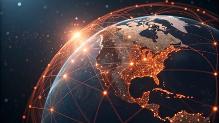 Global network connection over planet Earth. Globalization concept. 3D Rendering,Global network connection covering the earth. 3D illustration. 