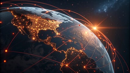 Global network connection over planet Earth. Globalization concept. 3D Rendering,Global network connection covering the earth. 3D illustration. 