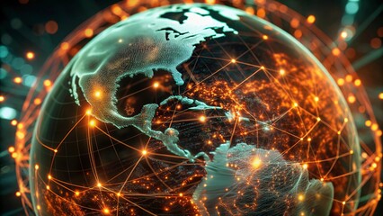 Global network connection over planet Earth. Globalization concept. 3D Rendering,Global network connection covering the earth. 3D illustration. 