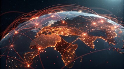 Global network connection over planet Earth. Globalization concept. 3D Rendering,Global network connection covering the earth. 3D illustration. 
