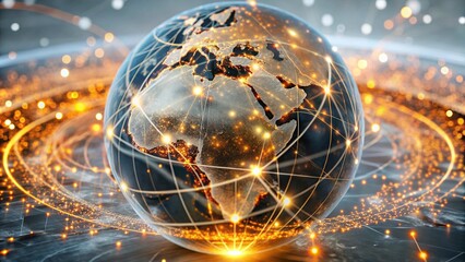 Global network connection over planet Earth. Globalization concept. 3D Rendering,Global network connection covering the earth. 3D illustration. 