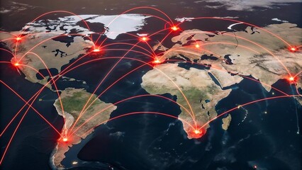 Global network connection over planet Earth. Globalization concept. 3D Rendering,Global network connection covering the earth. 3D illustration. 
