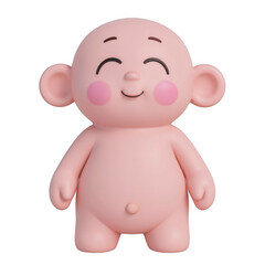 Charming cartoon character, joyful and plump with rosy cheeks, designed for playful themes and child-friendly designs. Isolated on white background or PNG