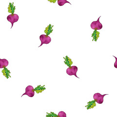 Beetroot seamless pattern. Red beet, plant digital paper, watercolor illustration, png artwork with transparent background. Tiny mangold repeating tile. Abstract elegant botanical wallpaper