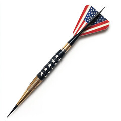 American flag themed dart isolated on white background representing patriotism and united states symbolism for sports and competition