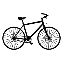 Black bicycle silhouette isolated on white background