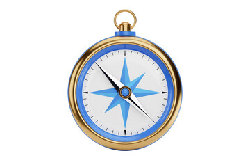Detailed Compass with Gold and Blue Trim on a Transparent Background