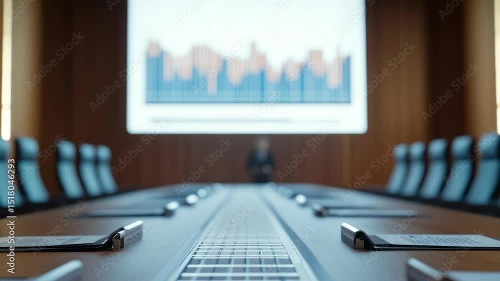 Poster a professional setting with a business presentation in progress.