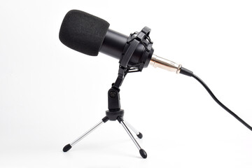 Studio condenser microphone isolated on white background.