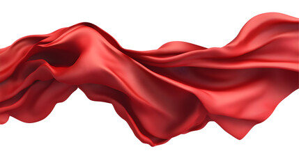 Elegant flowing red silk fabric against a stark black backdrop creating movement