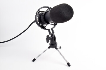 Studio condenser microphone isolated on white background.