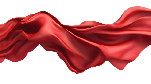 Elegant flowing red silk fabric against a stark black backdrop creating movement