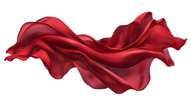 Fototapeta Elegant red silk fabric floating gracefully on a black background conveys motion