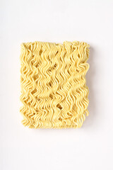 Raw instant noodles isolated on white background.