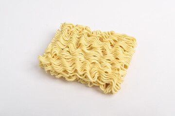 Raw instant noodles isolated on white background.