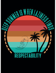 Retro Summer Surf T-Shirt – Deep Summer Respectability Quote Beach Design