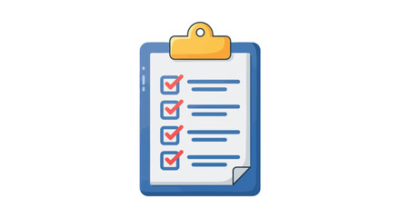 Illustration of a clipboard with a checklist showing multiple checked items in a simple style