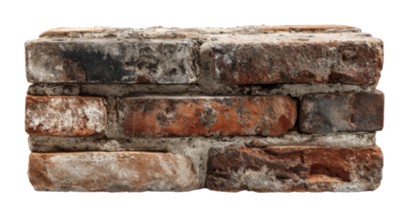 Brick wall texture urban natural material rustic environment detailed view isolated on transparent background