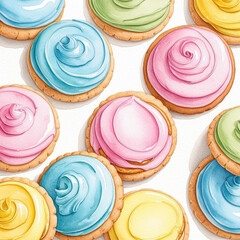 background of colorful iced cookies 