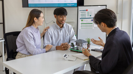 concept for selling a house and home insurance. Signing a house purchase and sale agreement, housing rental, mortgage, real estate, rent, selling, loan, property, agent