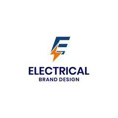 Modern Electric Logo Design with Initial E and Lightning Bolt Symbol for Power Energy Company Electrical Service or Technology Business Branding in Minimal Vector Style