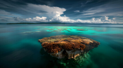 Vibrant Coral Reef Landscape In Turquoise Water