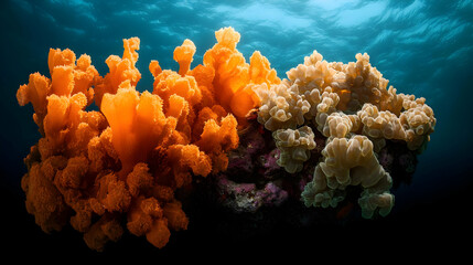 Vibrant Orange And Yellow Coral Underwater
