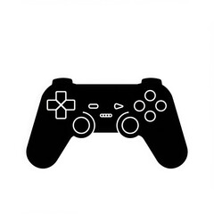 Black gamepad silhouette for video games isolated on white background