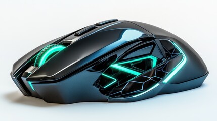 Futuristic computer mouse with glowing accents.