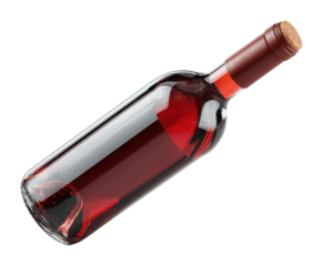 Serving fine red wine in a cozy elegant bottle presentation intimate atmosphere isolated on transparent background