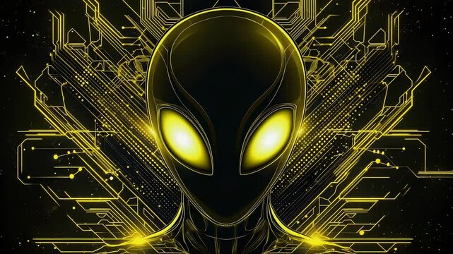Abstract Alien Encounter: Futuristic digital depiction of extraterrestrial technology
