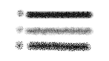 Fototapeta premium Paint spray noise of grains or brush dust and black sand particles, vector abstract shape effect. Wavy spray paint in graffiti ink style with grainy noise texture of black dots and rough dust. EPS