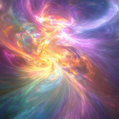 Obraz premium Vibrant abstract fractal art depicting dynamic swirls of color in a digital artistic composition creating a beautiful cosmic design