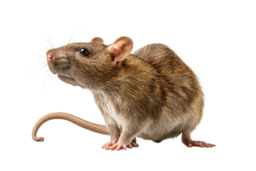 PNG Side view of brown rat with whiskers and long tail isolated on black