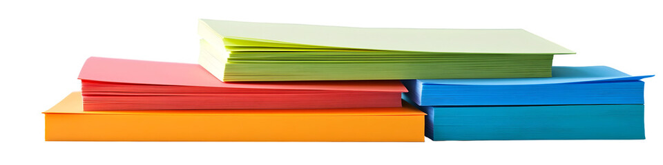 Colorful stacks of paper isolated on black background for creative projects
