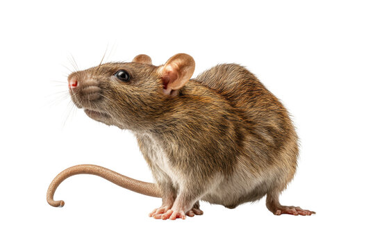 PNG Side view of brown rat with whiskers and long tail isolated on black - Powered by Adobe