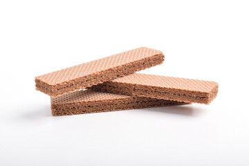 Chocolate wafers isolated on white background