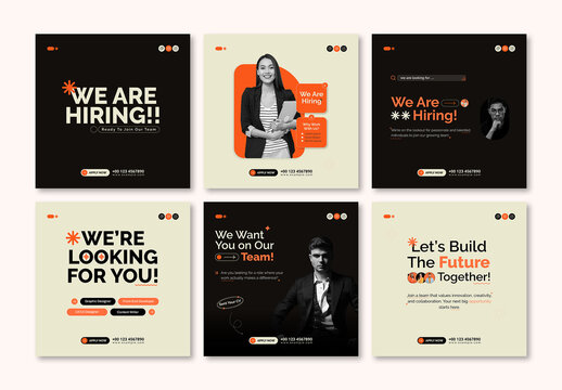We Are Hiring Social Media Post Design Template for Companies