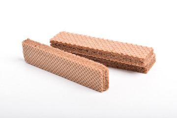 Chocolate wafers isolated on white background